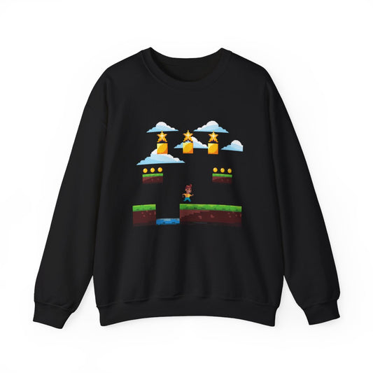 Front view of Retro 90s Arcade Game Sweatshirt – crewneck gaming pullover