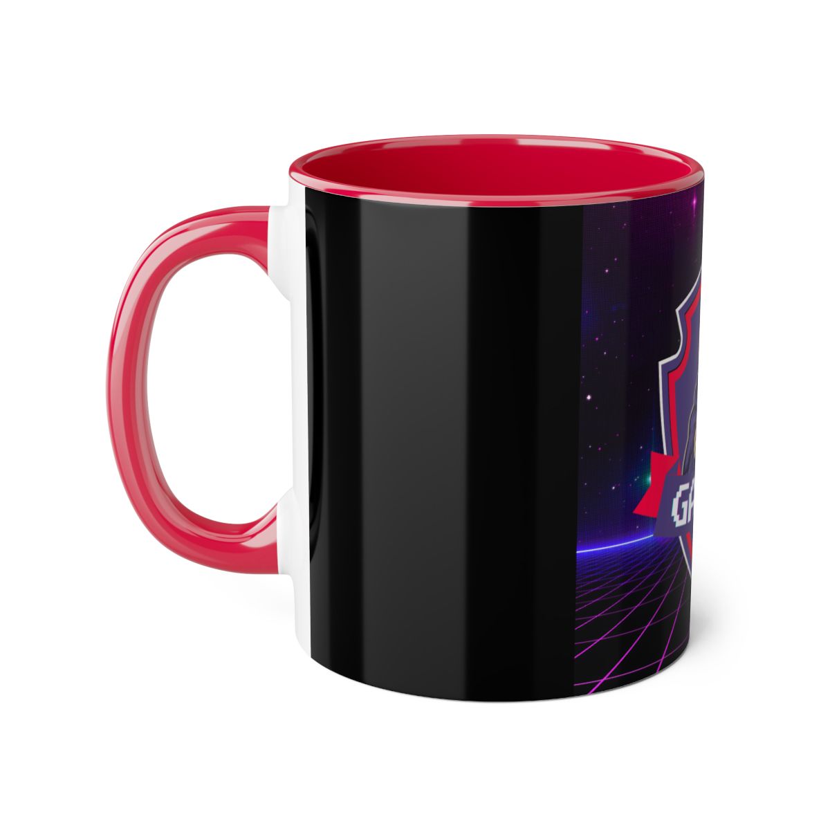 Red Gamer Coffee Mug left side showing detailed gaming graphic