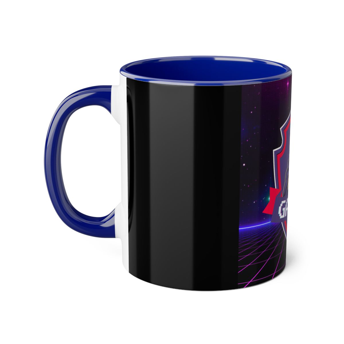 Blue Gamer Coffee Mug left side showing detailed graphic