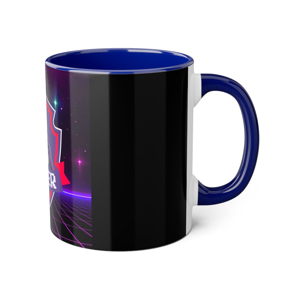 Blue Gamer Coffee Mug right side showcasing colorful gamer art