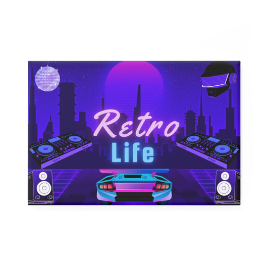 Front view of Rectangular Magnet Retro Life 1980s featuring vintage design