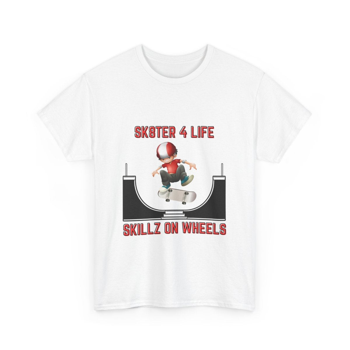 Alternate front view of Skateboarder T-Shirt showing bold design