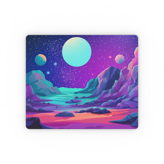 Alien Planet Mouse Pad with outer space landscape design, front view