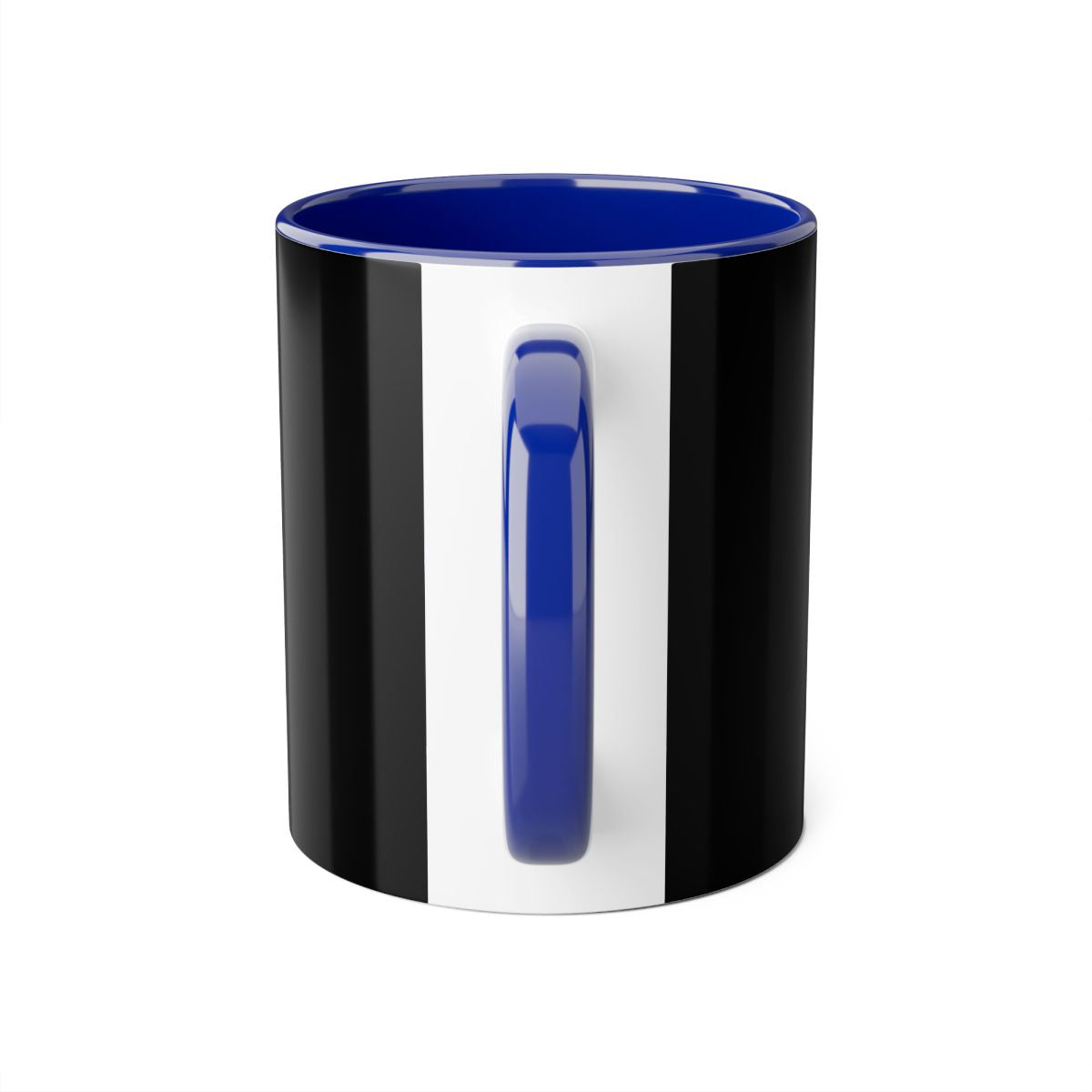 Back of Cartoon Superwoman Accent Mug showing starry metropolis background