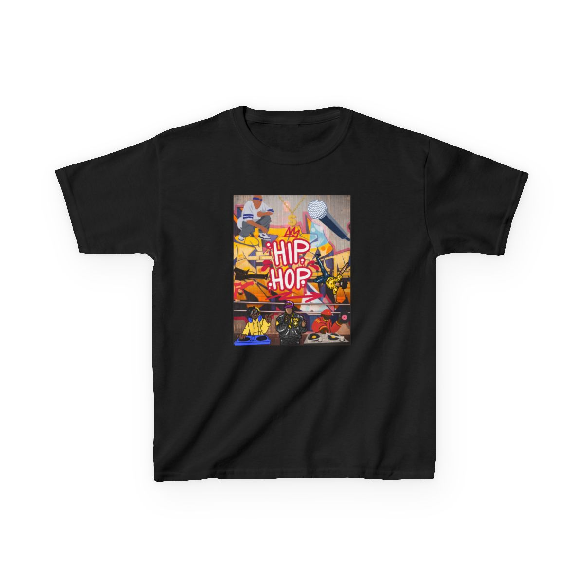 Urban Graffiti Kids T-Shirt in black featuring colorful graffiti print
