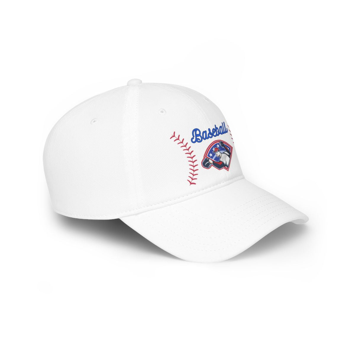 Side view of Striped Baseball Trucker Cap showing striped panel and mesh back