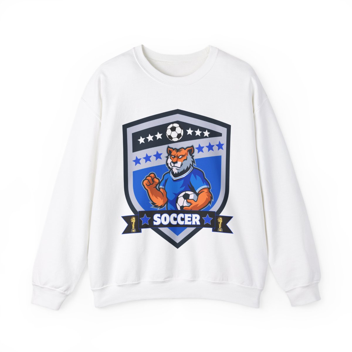 Tiger Football Sweatshirt front view – soccer mascot crewneck design