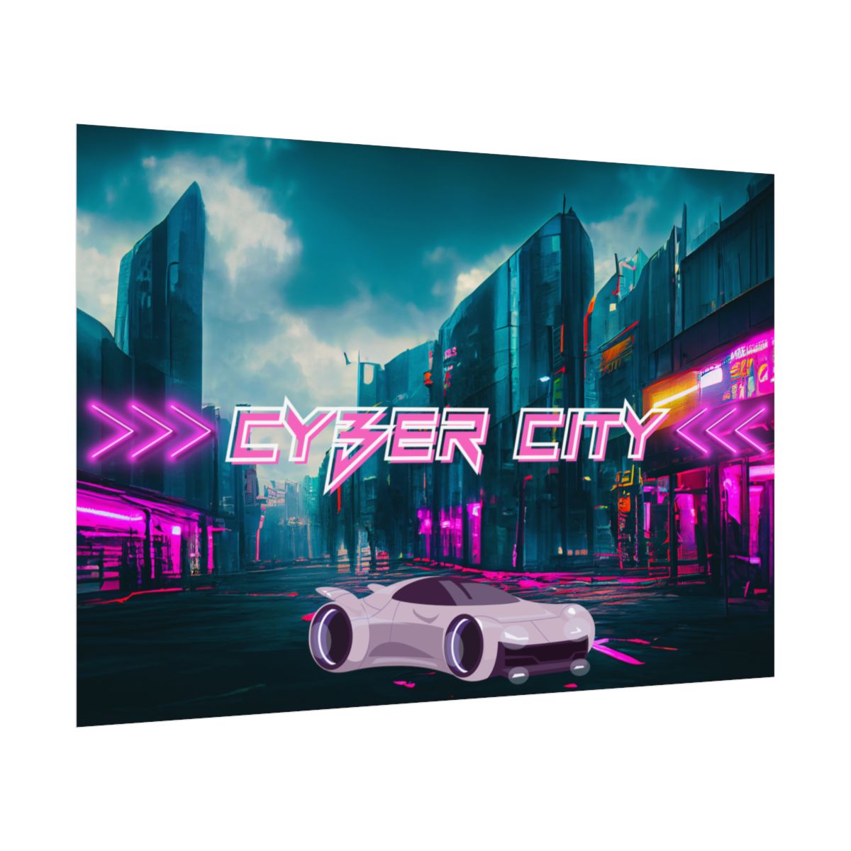 Side view of rolled Cyberpunk City Poster displaying paper thickness and rolled edges